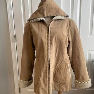 Wilsons leather brown leather hooded coat